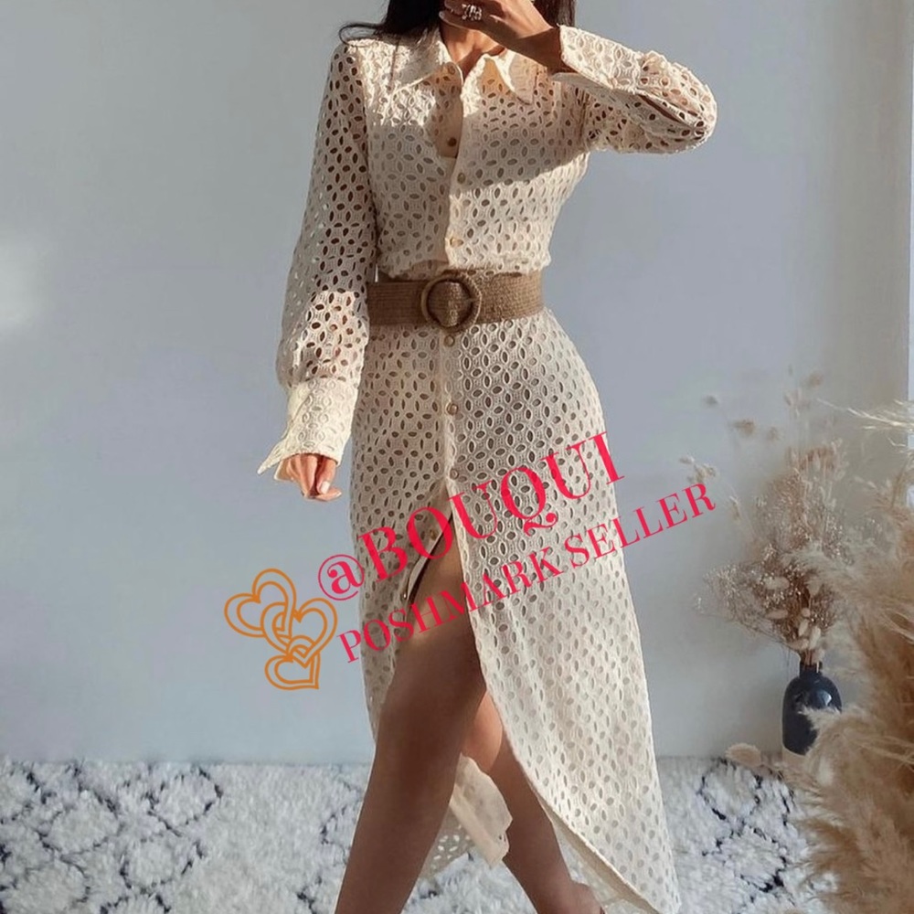 BLOGGERS FAV ZARA EMBROIDERED FITTED EYELETS DRESS